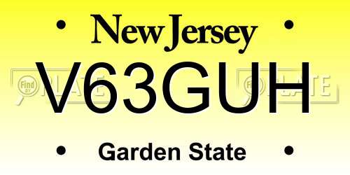 V63GUH New Jersey License Plate