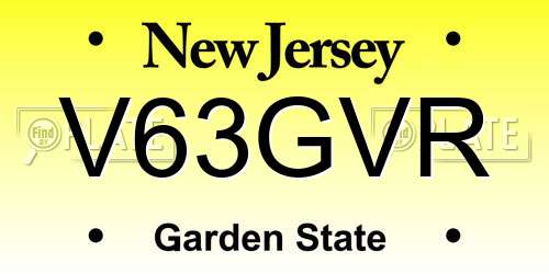 V63GVR New Jersey License Plate