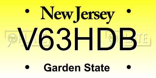 V63HDB New Jersey License Plate