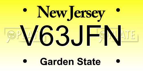 V63JFN New Jersey License Plate