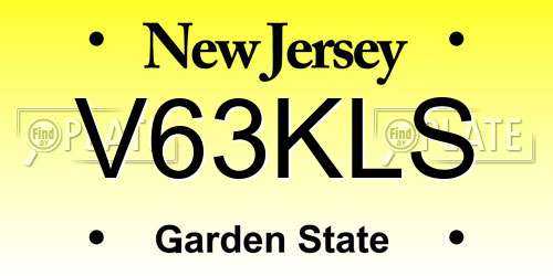 V63KLS New Jersey License Plate