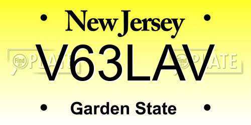 V63LAV New Jersey License Plate