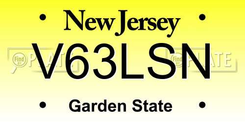 V63LSN New Jersey License Plate