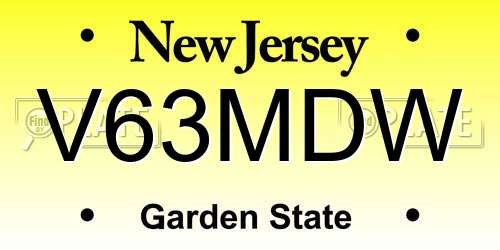 V63MDW New Jersey License Plate