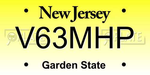 V63MHP New Jersey License Plate