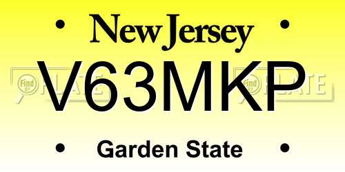 V63MKP New Jersey License Plate