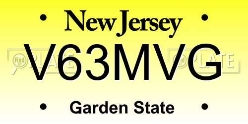 V63MVG New Jersey License Plate