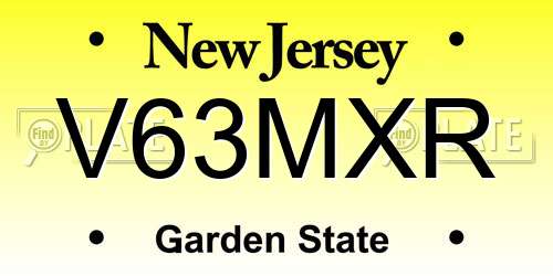 V63MXR New Jersey License Plate