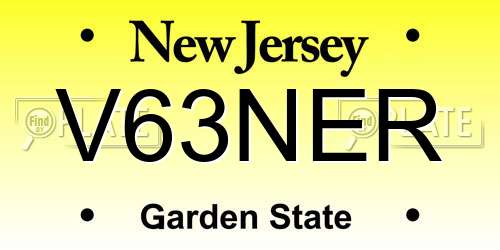 V63NER New Jersey License Plate