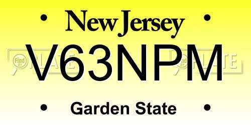 V63NPM New Jersey License Plate
