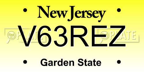 V63REZ New Jersey License Plate
