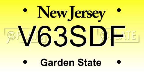 V63SDF New Jersey License Plate