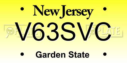 V63SVC New Jersey License Plate