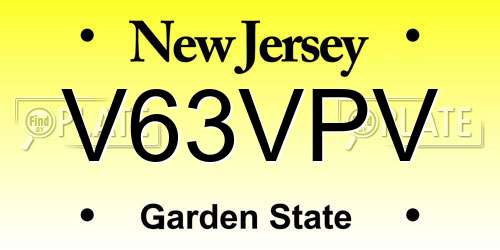 V63VPV New Jersey License Plate