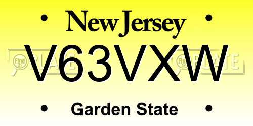 V63VXW New Jersey License Plate