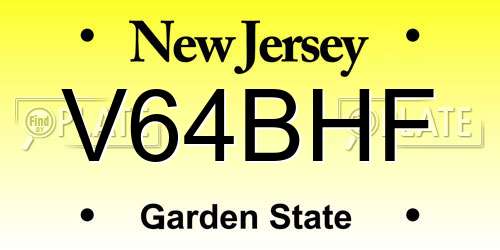 V64BHF New Jersey License Plate