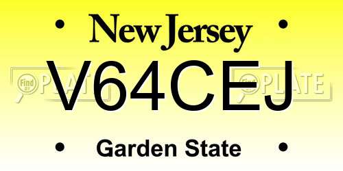 V64CEJ New Jersey License Plate
