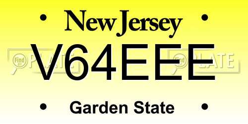 V64EEE New Jersey License Plate