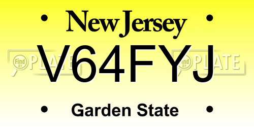 V64FYJ New Jersey License Plate