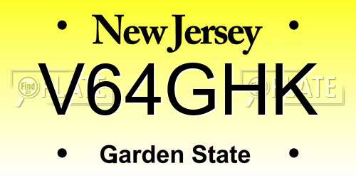 V64GHK New Jersey License Plate