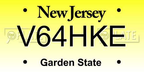 V64HKE New Jersey License Plate