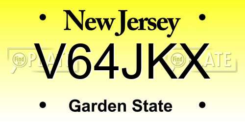 V64JKX New Jersey License Plate