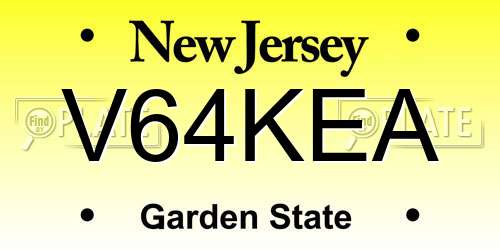 V64KEA New Jersey License Plate