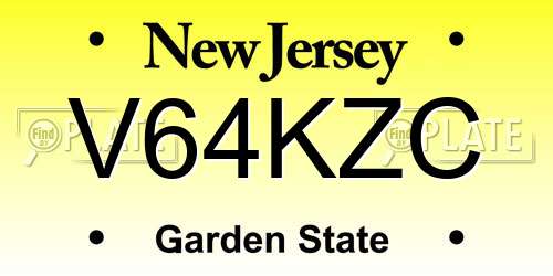 V64KZC New Jersey License Plate