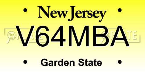 V64MBA New Jersey License Plate