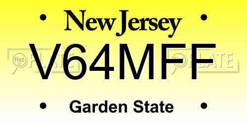 V64MFF New Jersey License Plate