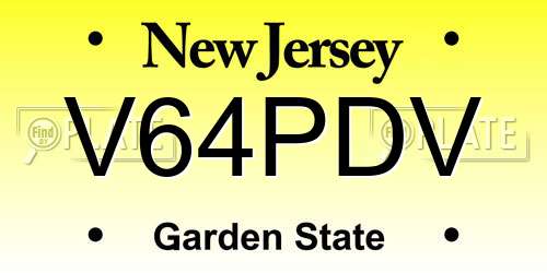 V64PDV New Jersey License Plate