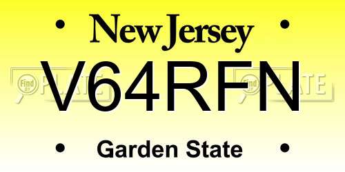 V64RFN New Jersey License Plate