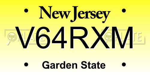 V64RXM New Jersey License Plate
