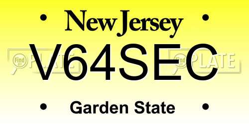 V64SEC New Jersey License Plate