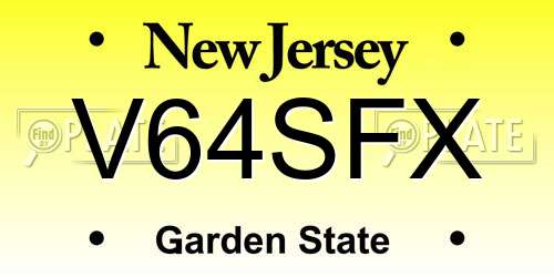 V64SFX New Jersey License Plate