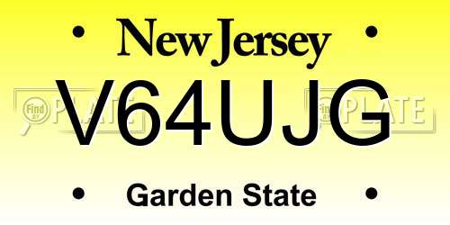 V64UJG New Jersey License Plate
