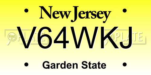 V64WKJ New Jersey License Plate
