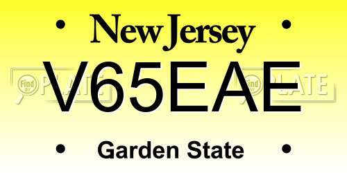 V65EAE New Jersey License Plate