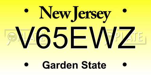 V65EWZ New Jersey License Plate