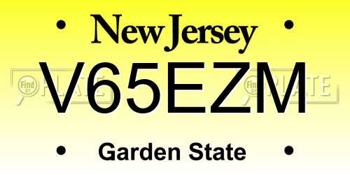 V65EZM New Jersey License Plate