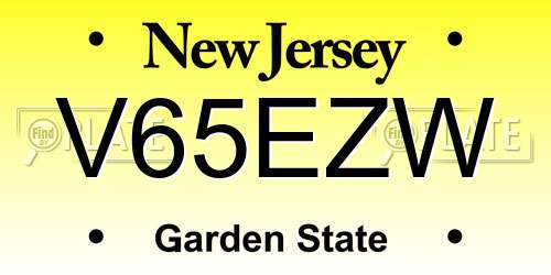 V65EZW New Jersey License Plate