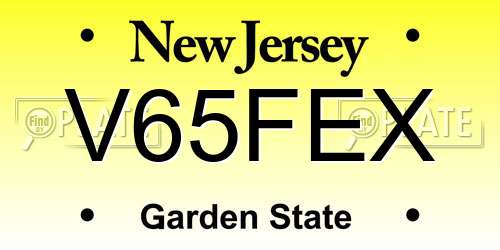 V65FEX New Jersey License Plate