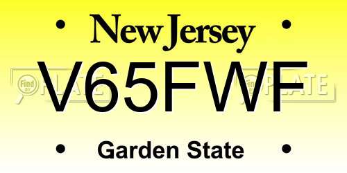 V65FWF New Jersey License Plate