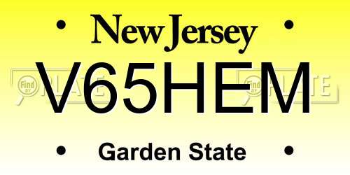 V65HEM New Jersey License Plate