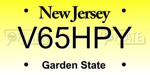 V65HPY New Jersey License Plate
