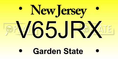 V65JRX New Jersey License Plate