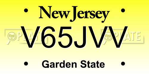 V65JVV New Jersey License Plate