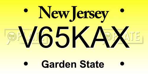 V65KAX New Jersey License Plate
