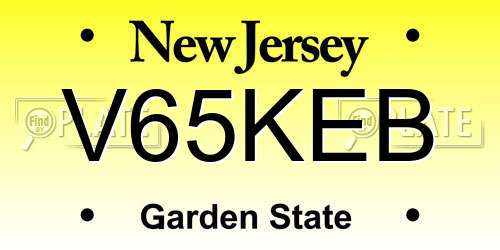 V65KEB New Jersey License Plate
