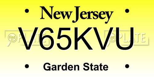V65KVU New Jersey License Plate